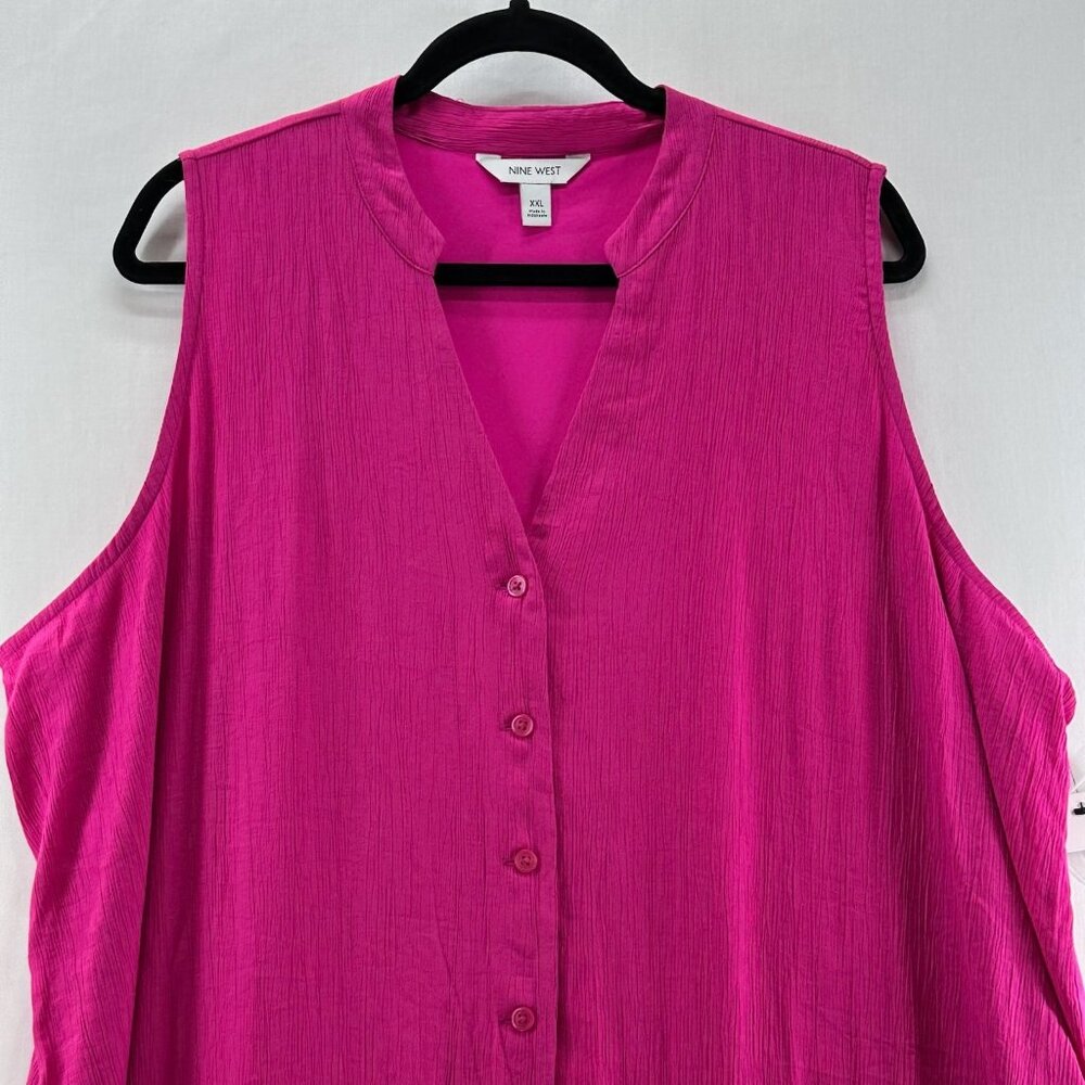 Nine West Button Front Ruffle Hem Mini Dress Size… - image 4